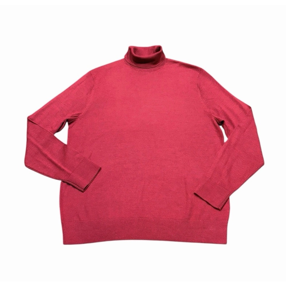 Banana Republic Sweater Mens‎ L Dark Red Italian Merino Wool Baruffa Turtleneck